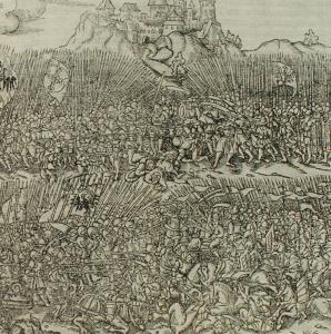 Грюнвальдская битва 15 июля 1410 г. Гравюра из "Хроники Марцина Бельского" 1597 г.