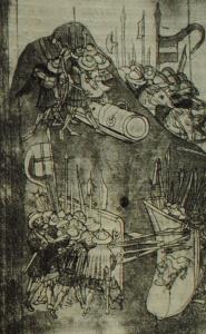 Битва гуситов с «крестоносцами». Миниатюра ив немецкой рукописи 1450 г.