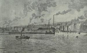 Общий вид металлургических заводов в Ньюкасле. Гравюра. 1887 г.