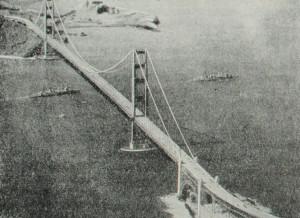 Мост в бухте Сан-Франциско. Фотография. 1937 год.