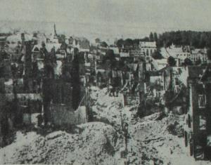 Развалины Лувена после обстрела. Фотография. 1914 г.