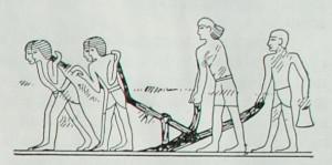 Пахота на людях. Рельеф из гробницы в Эль-Кабе. XVIII династия.