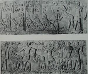 Выколачивание недоимок. Рельеф из гробницы в Саккаре. V династия.