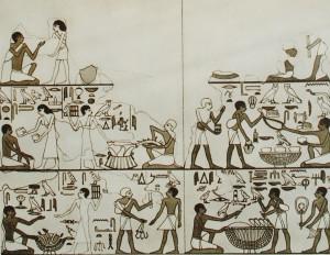 Меновая торговля в Египте Древнего царства. Крашеный рельеф из гробницы в Саккаре.