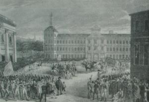 Гпрнизон Мадрида 9 марта 1820 г. присягает конституции. Т.М. Ругендас.