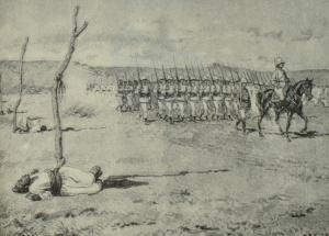 Французские каратели на Мадагаскаре. Рисунок Р. Жерардена по эскизу Л. Тинейра. 1895 г.