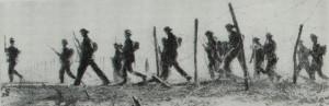 Австралийские войска ведут наступление на Тобург. Фотография. 1941 год.