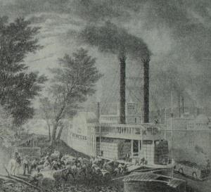Погрузка парохода на Миссисипи. Литография Ч. Парсонса по рисунку Дж. Фуллера.